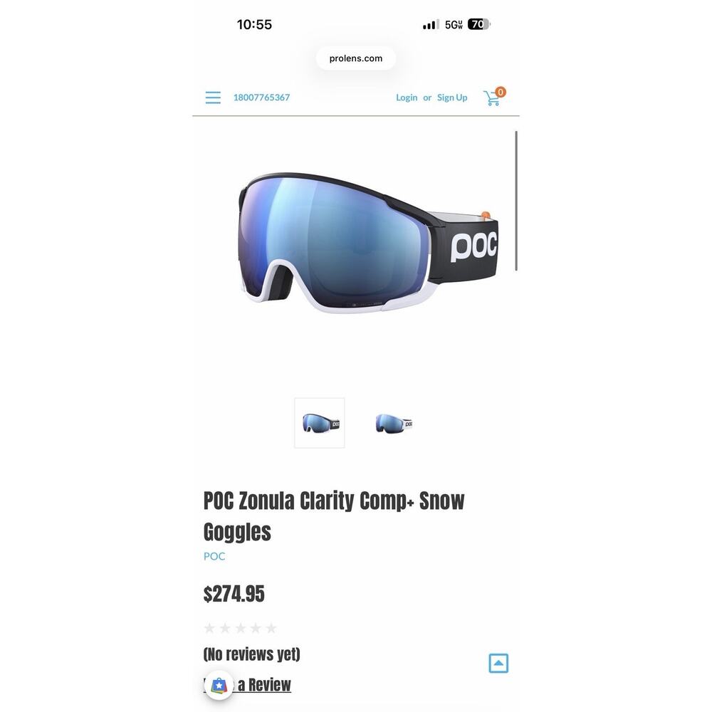 POC Snowboard Goggles Zonula Race Black/white Partly Sunny Blue NIB $300
